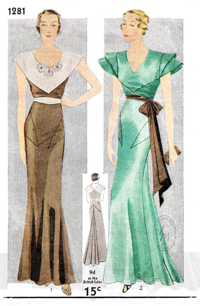 1930s evening gown sewing pattern dance dress – Lady Marlowe