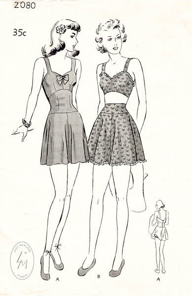 1940s beachwear halter dress vintage sewing pattern 3649 – Lady Marlowe