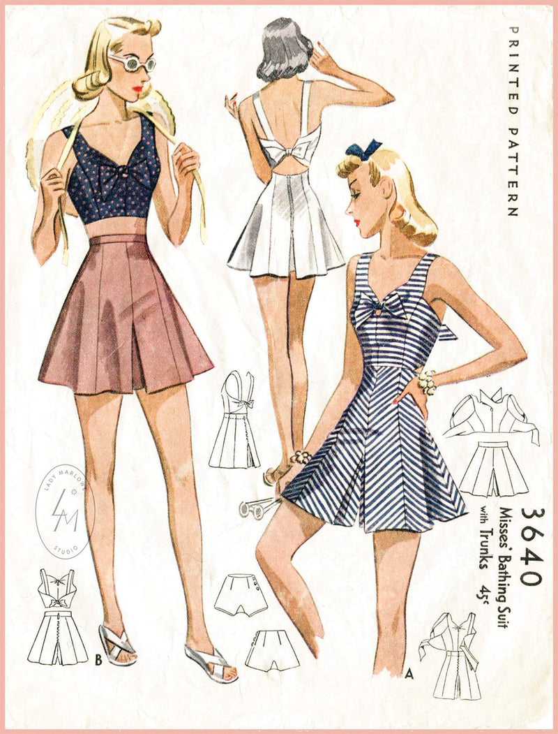 McCall 3640 1930s vintage sewing pattern 1930 1940s playsuit 