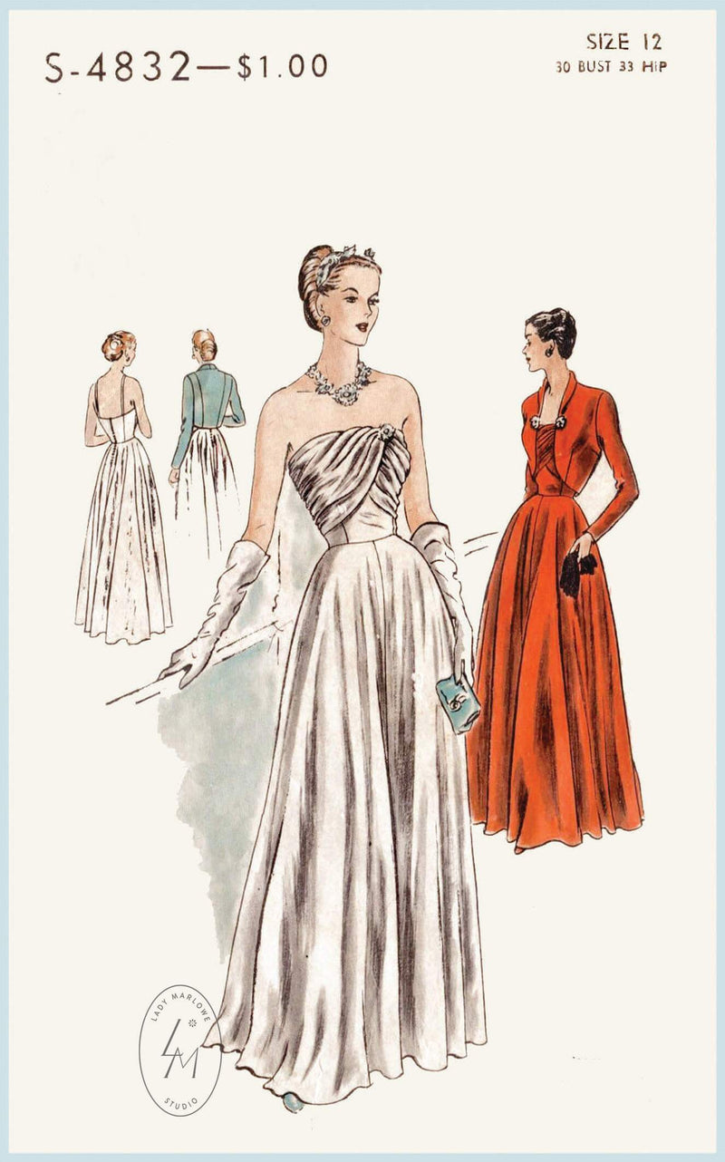 Vogue S-4932 1940s evening gown vintage sewing pattern