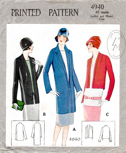 1920s 20s flapper coat bolero jacket outerwear vintage sewing pattern – Lady  Marlowe