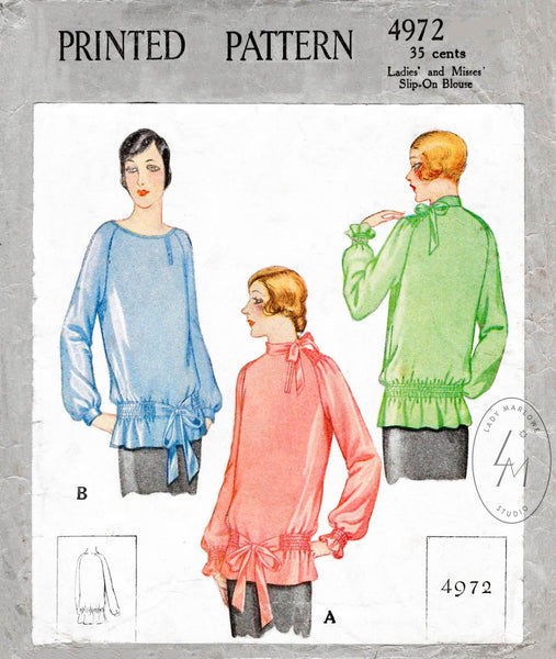 1920s vintage sewing pattern | flapper blouse raglan sleeves – Lady