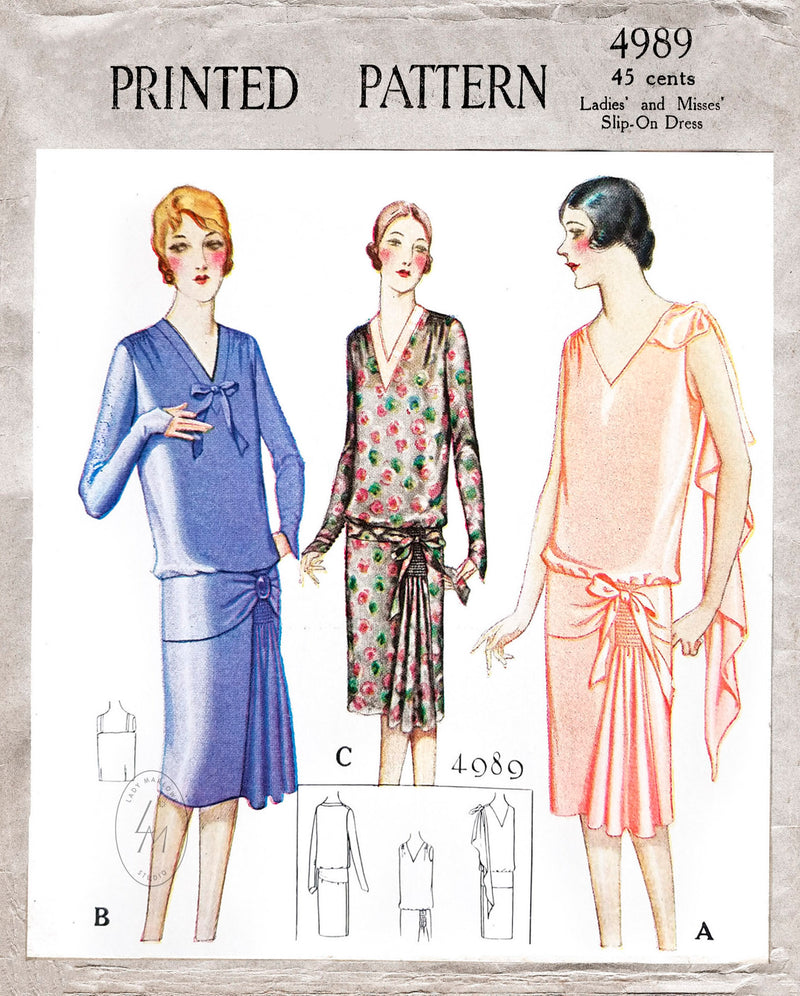 1920s sewing pattern McCall 4989 flapper dress