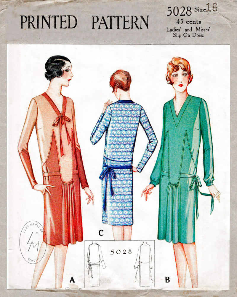 McCall 5028 1920s 1927 flapper dress vintage sewing pattern reproduction
