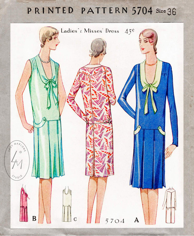 McCall 5704 1920s dress vintage sewing pattern reproduction