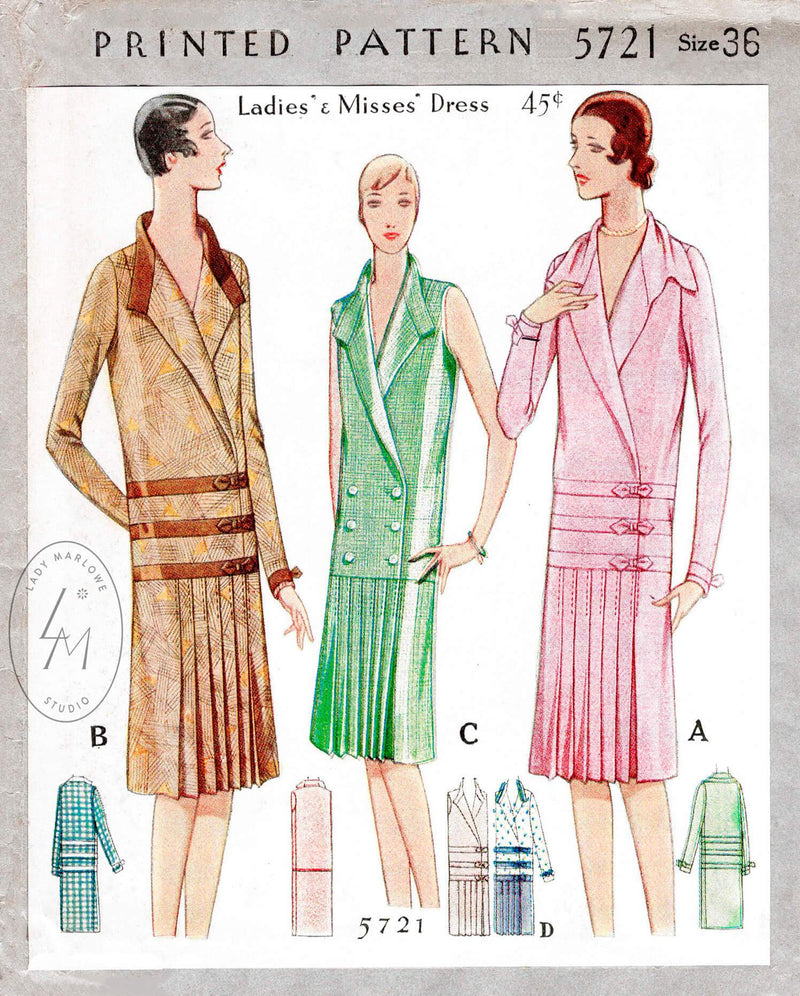 McCall 5721 1920s dress vintage sewing pattern reproduction