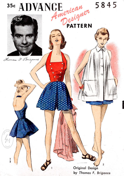 1950s Girls Italian Style Wing Collar Shirt and Tapered Capri Pants Advance  8329 Vintage Sewing Pattern Size 14 Breast 32