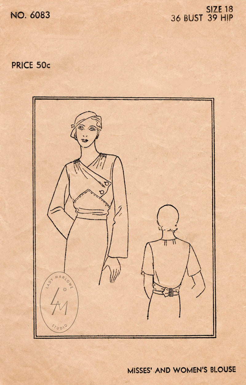 Vogue 6083 1920s 1930s blouse vintage sewing pattern reproduction