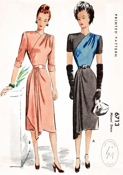 1940s 40s film noir gown vintage sewing pattern reproduction 4367 – Lady  Marlowe