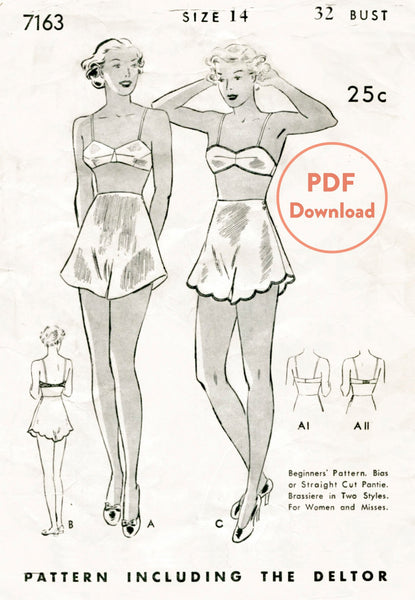 1940s vintage lingerie sewing pattern bra & tap shorts