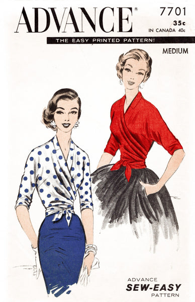1950s Advance 8189 Vintage Sewing Pattern Girls Blouse, Slim Long