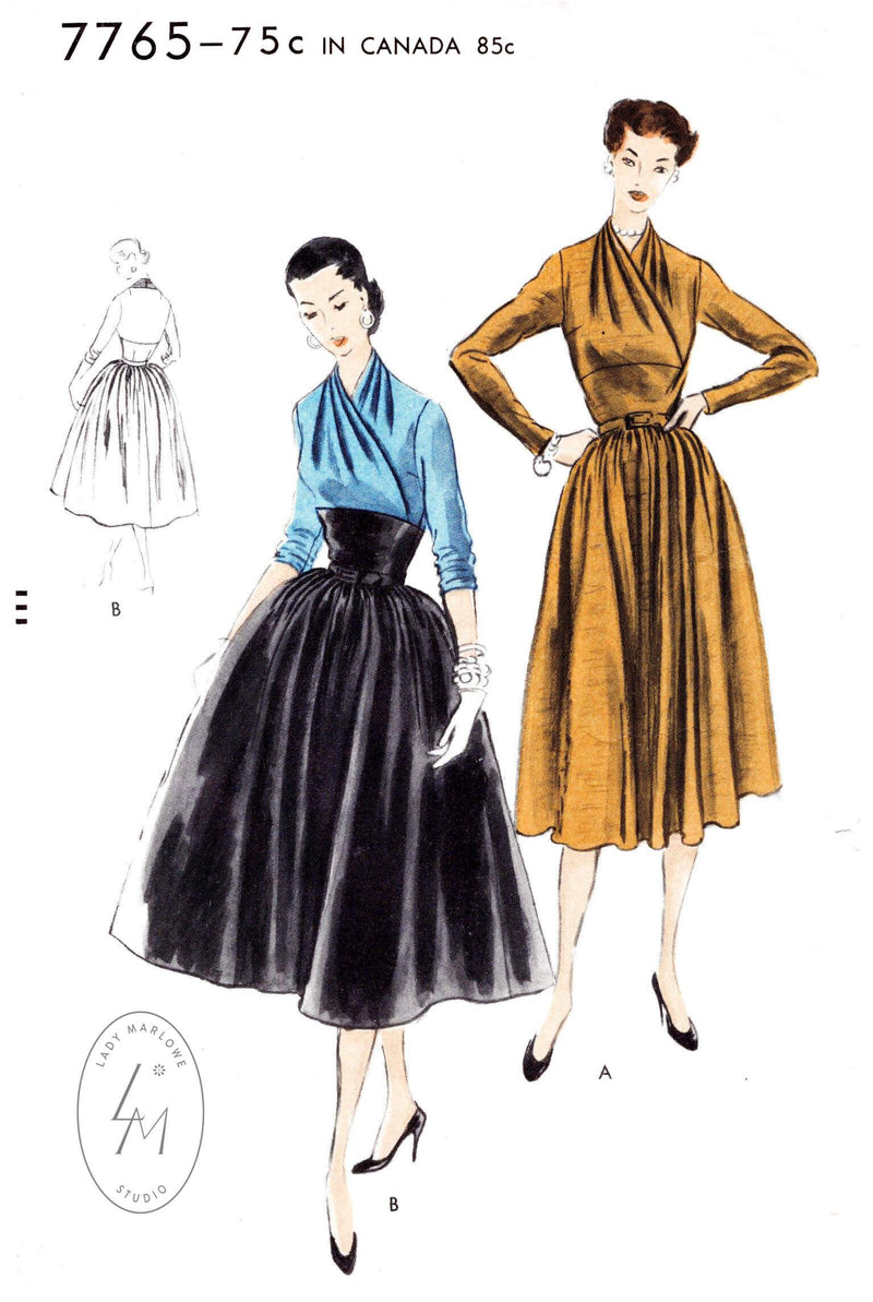 Vogue 7765 1950s dress vintage sewing pattern reproduction