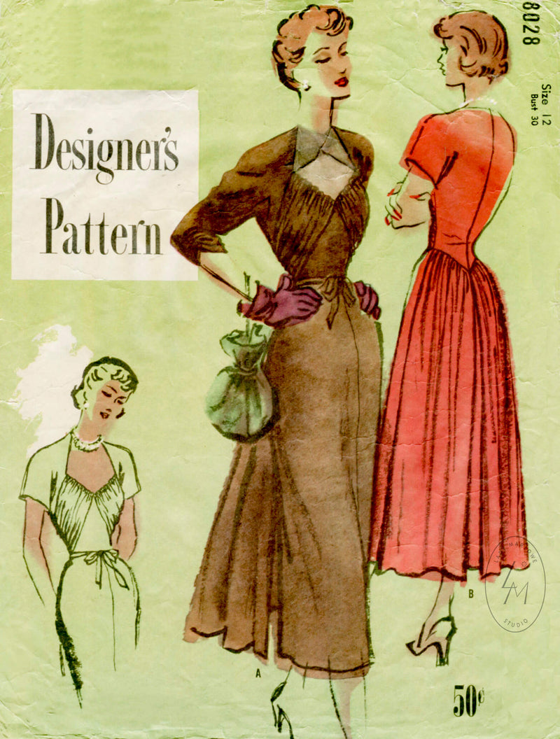 Simplicity Designer's 8028 1940s cocktail dress sewing pattern