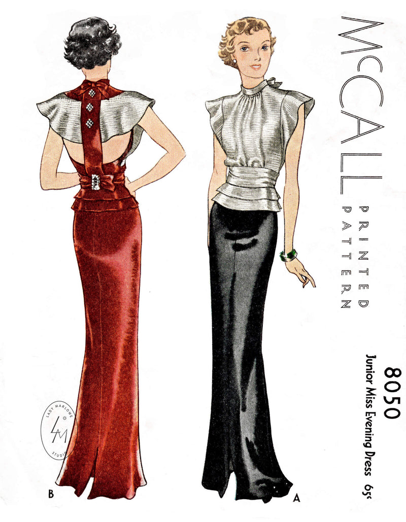 McCall 8050 1934 1930s evening gown pattern