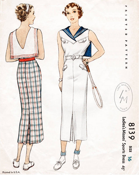 1930s nautical sailor dress vintage sewing pattern 7223 – Lady Marlowe