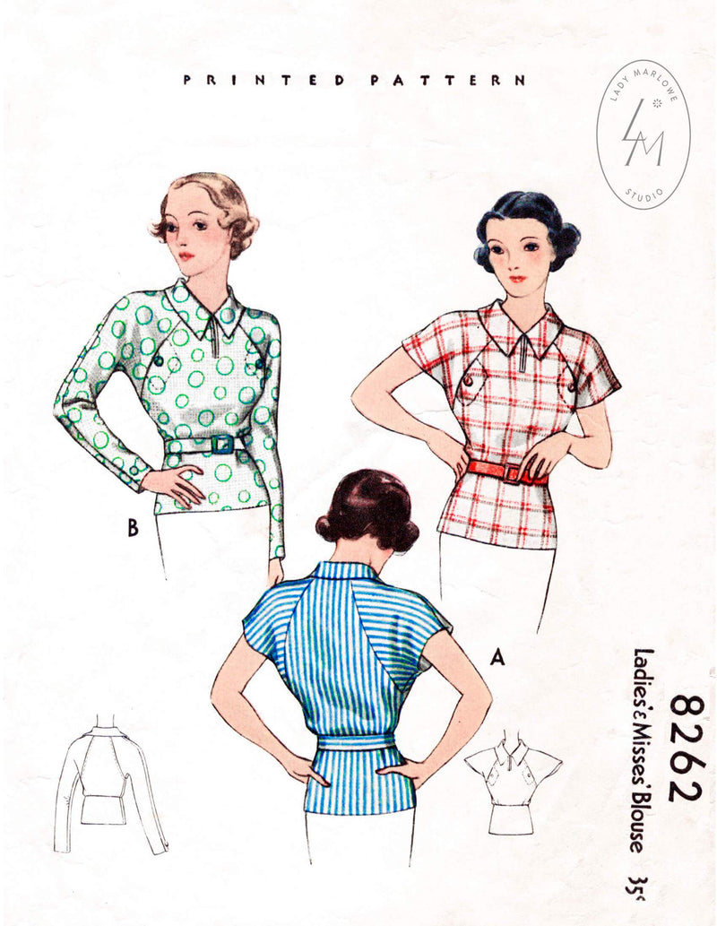 1930s blouse sewing pattern McCall 8262