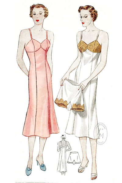 1930s vintage lingerie sewing pattern slip dress & tap shorts 2256 – Lady  Marlowe