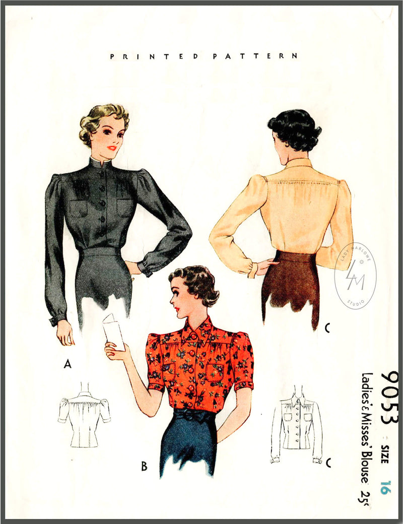 McCall 9053 1930s button down blouse vintage sewing pattern