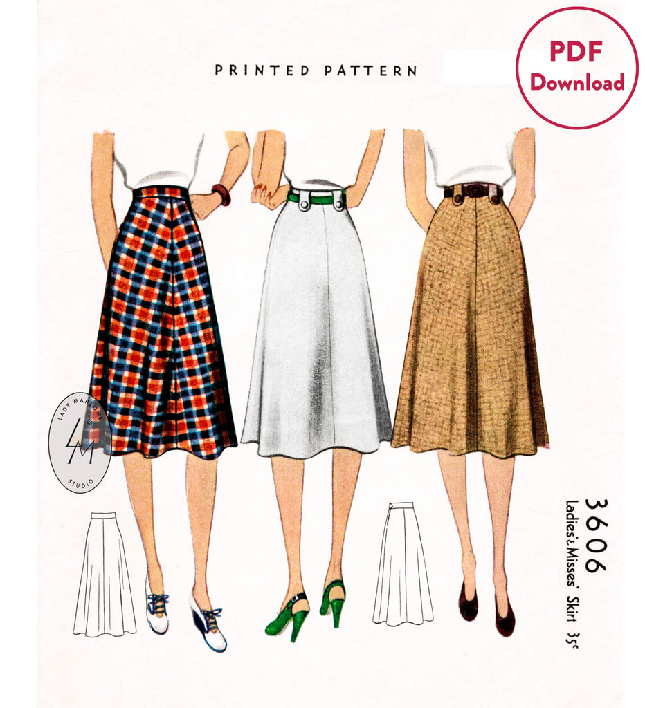 1940s McCall 3606 skirt vintage sewing pattern