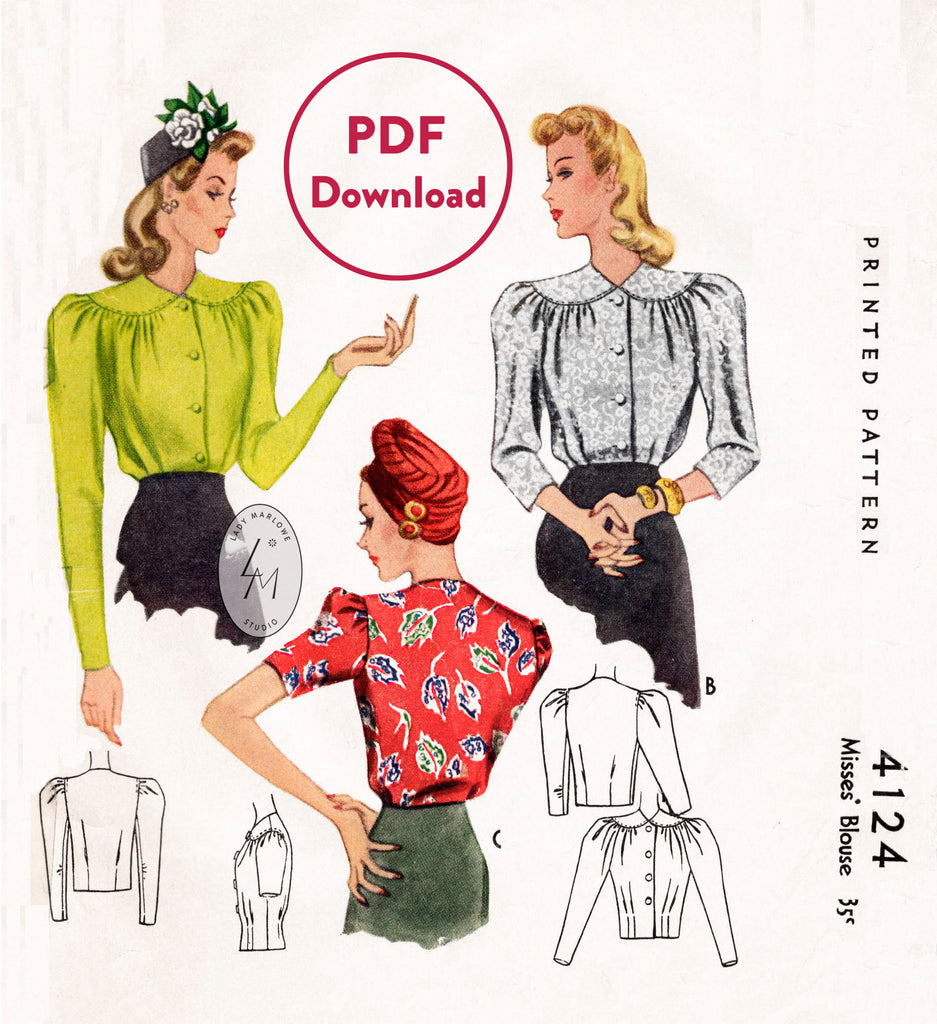 McCall 4124 1940s blouse vintage sewing pattern