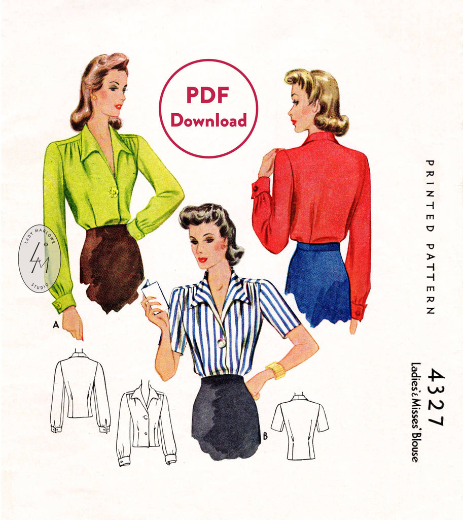 1940s McCall 4327 rosie the riveter blouse vintage sewing pattern