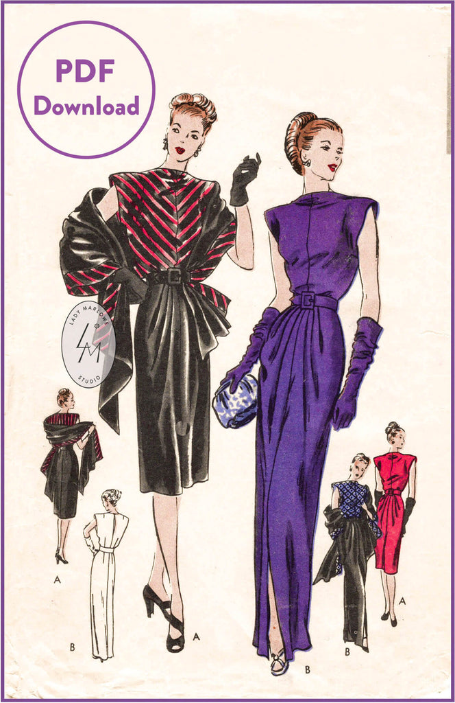 Vogue 4658 1940s sewing pattern 1940 40s day or evening dress 