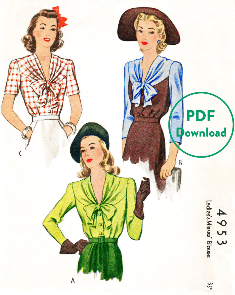 1940s McCall 4953 vintage sewing pattern women's blouse