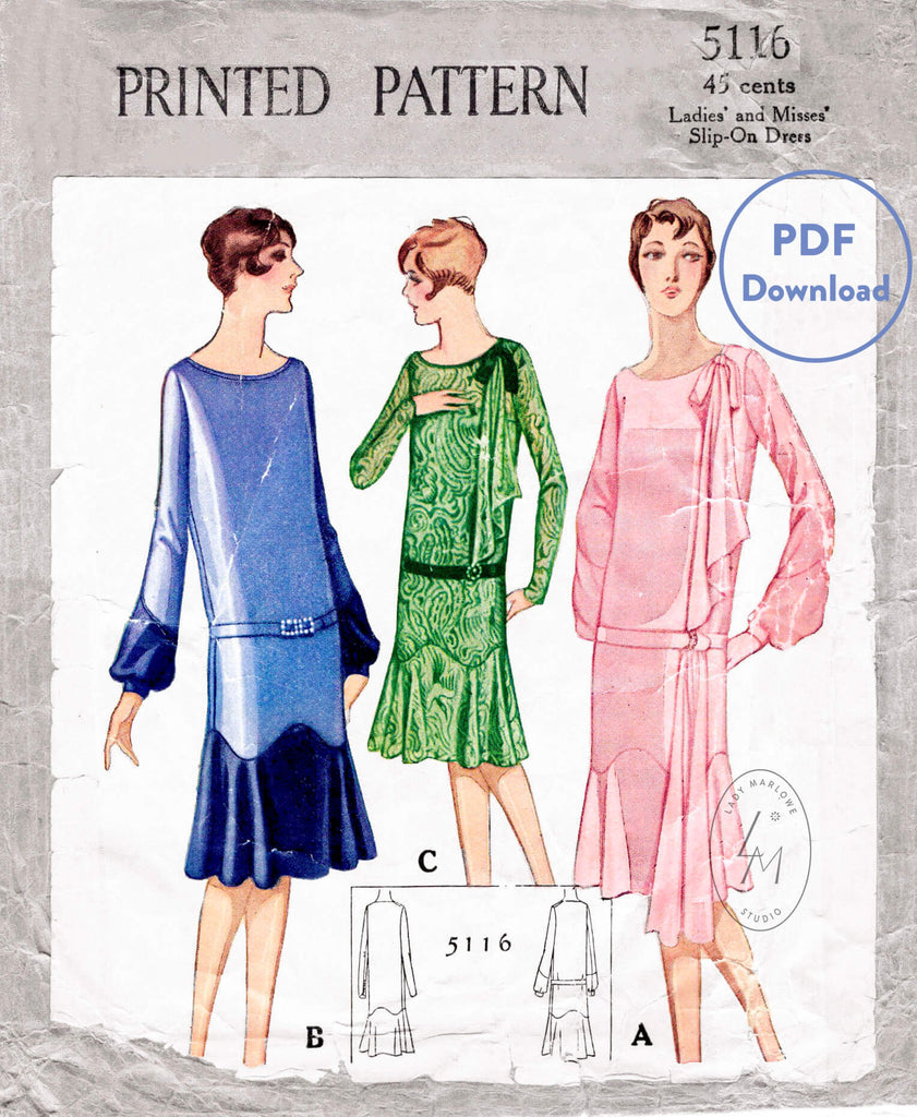 McCall 5116 1920s 1927 flapper dress vintage sewing pattern