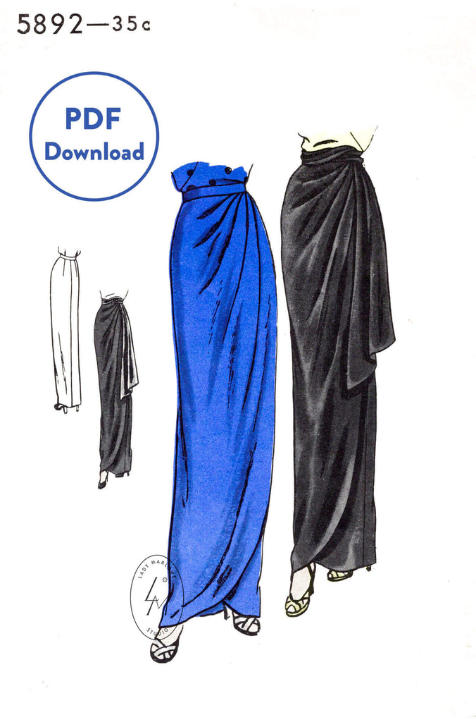 1940s Vogue 5892 vintage sewing pattern skirt