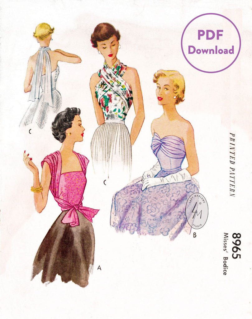 1950s McCall's 8965 vintage bustier top sewing pattern