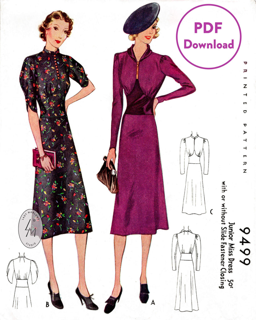 McCall 9499 1930s dress vintage sewing pattern