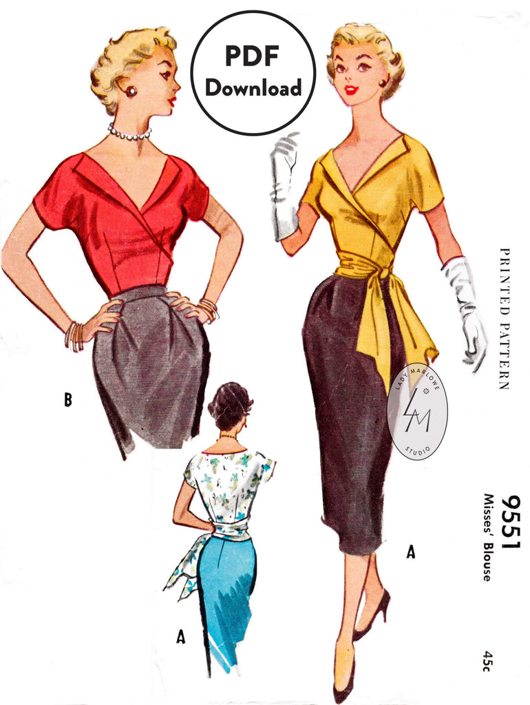 1950s McCall's 9551 wrap blouse sewing pattern