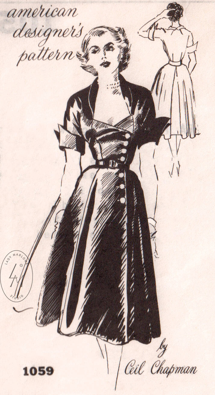 Spadea 1159 Ceil Chapman dress 1950s vintage cocktail dress sewing pattern reproduction