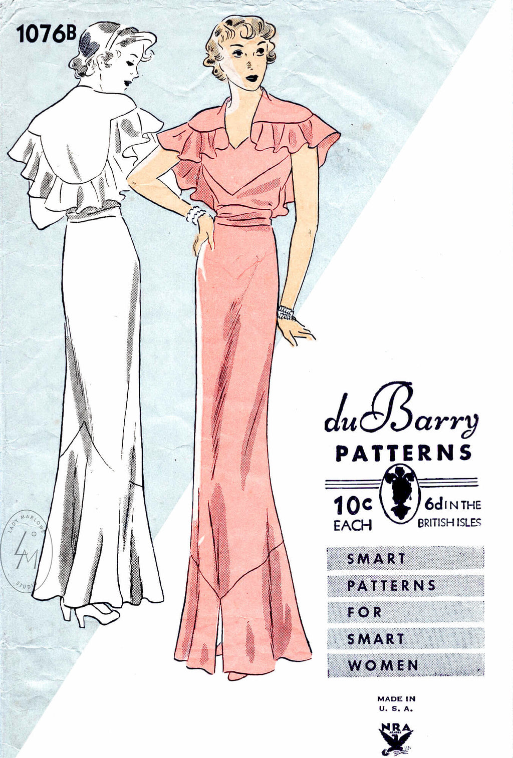 Dubarry 1076B capelet and evening gown vintage sewing pattern reproduction