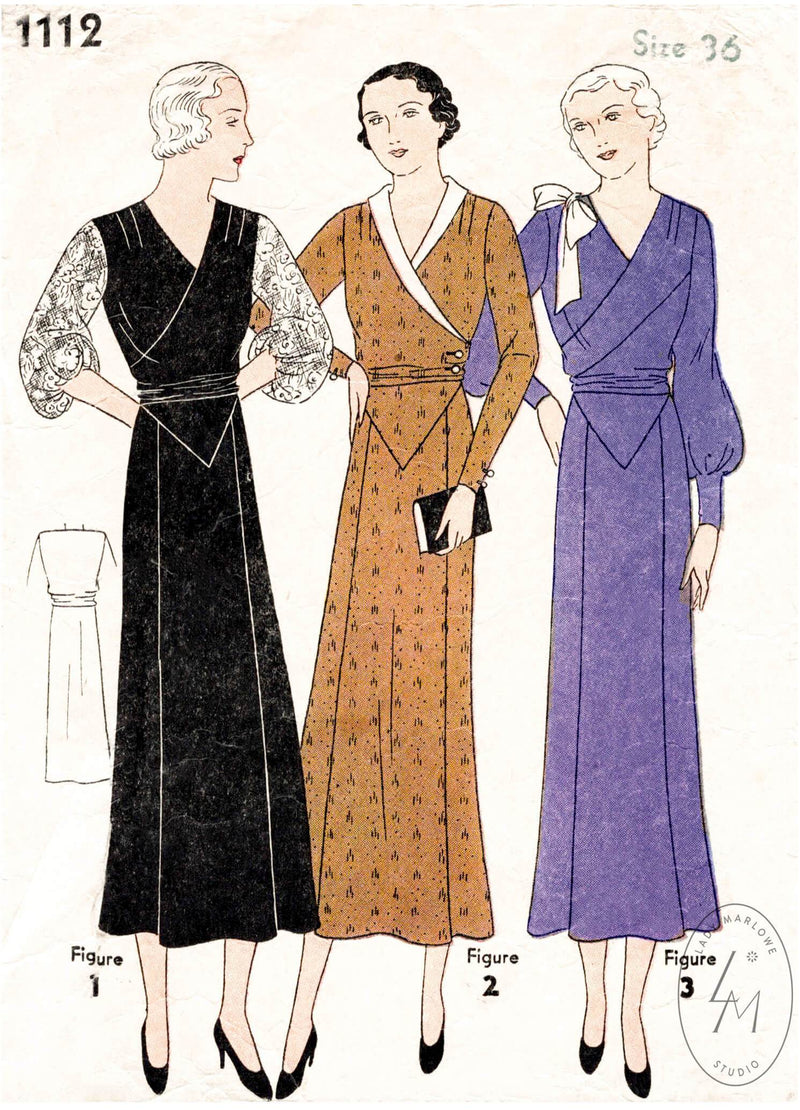 Simplicity 1112 1930s afternoon dress vintage sewing pattern reproduction