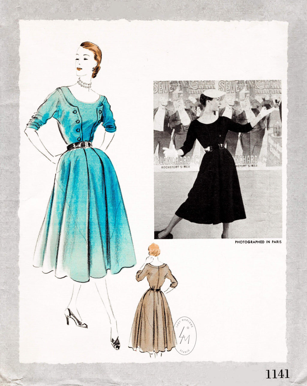 Vogue Paris Original Paquin 1141 1950s dress