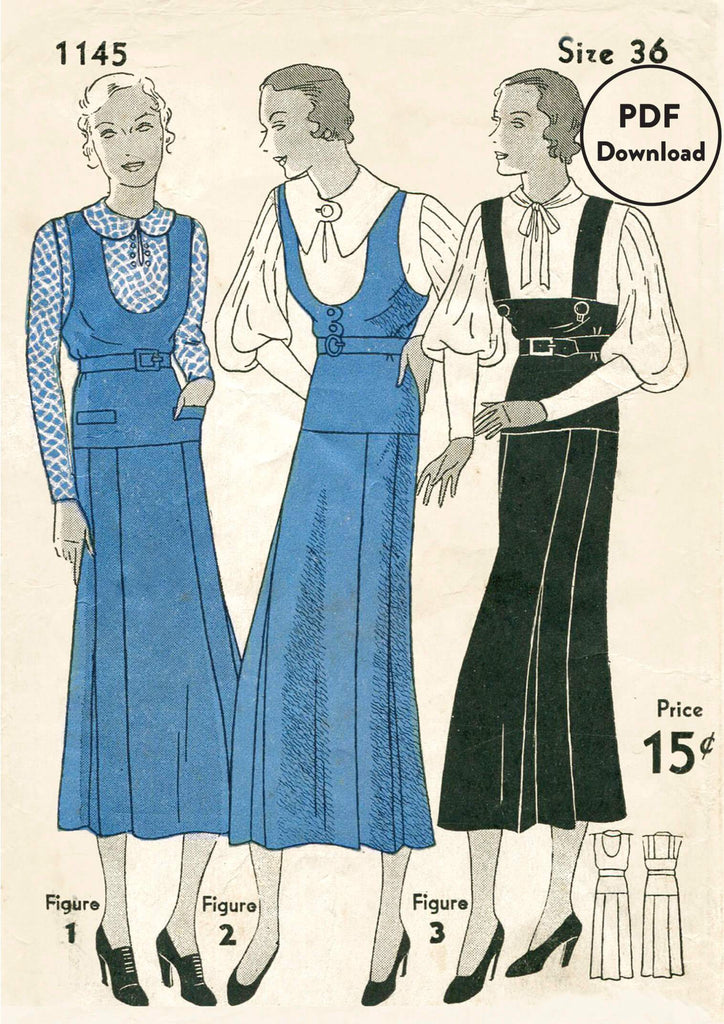 Simplicity 1145 1930s dress sewing pattern PDF digital download