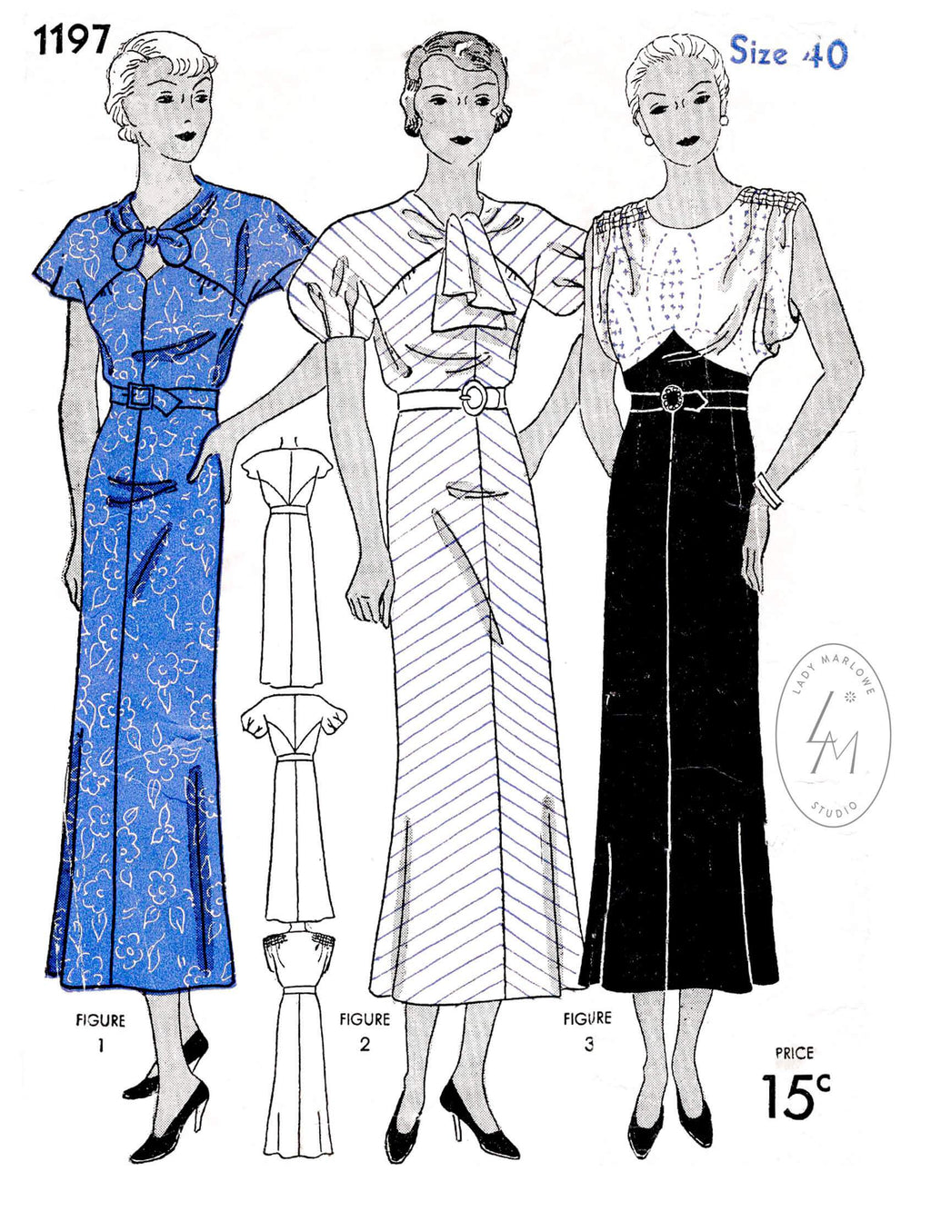 Simplicity 1197 1930s dress vintage sewing pattern reproduction