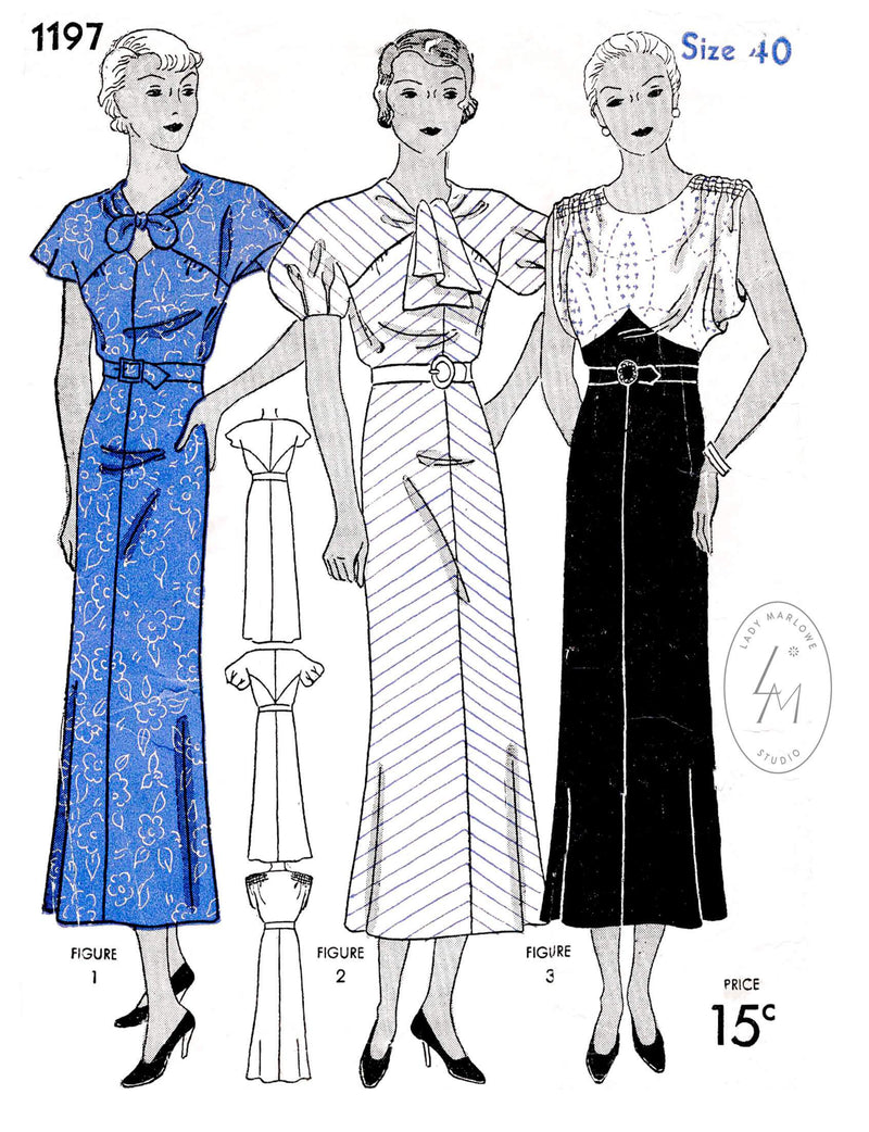 1930s sun dress vintage sewing pattern 3240 – Lady Marlowe