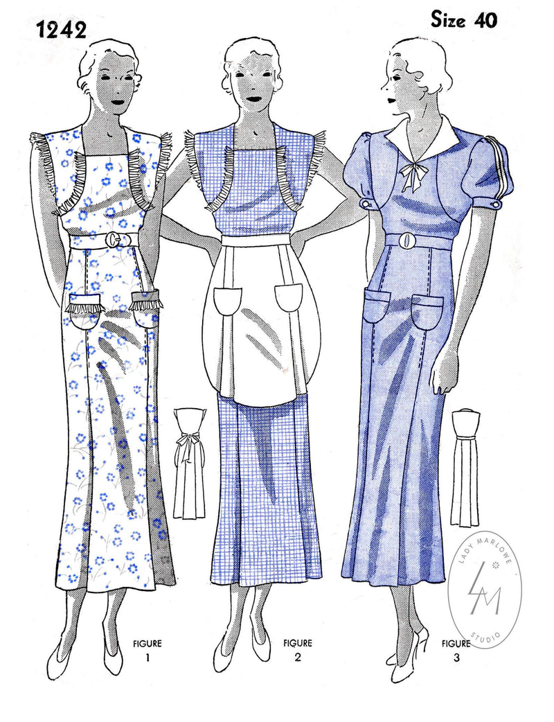 Simplicity 1242 1930s set of dresses vintage sewing pattern 