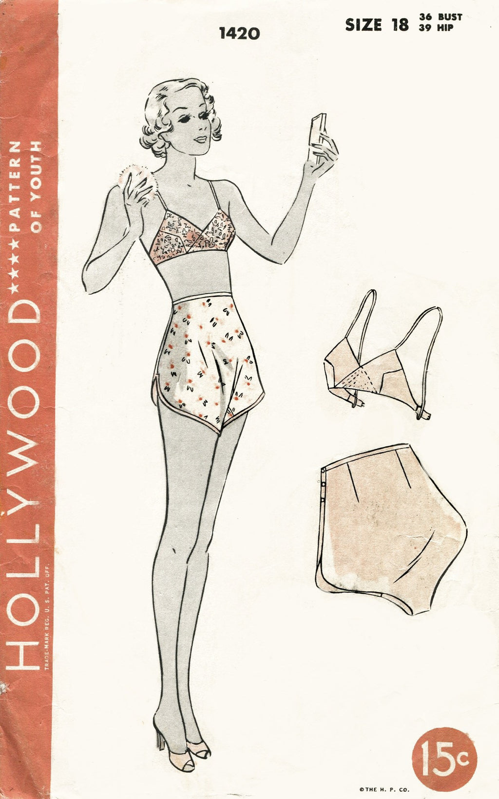 bra and tap shorts vintage lingerie sewing pattern 1420 – Lady Marlowe