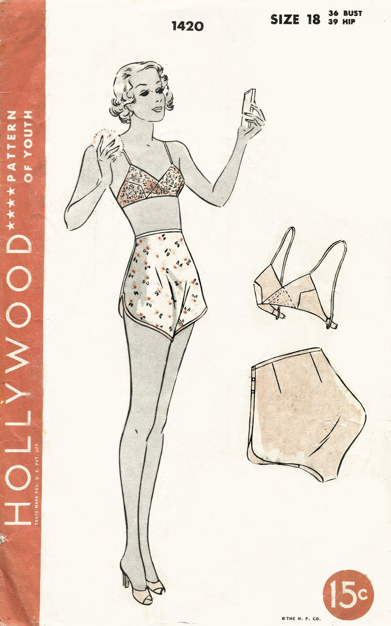 Hollywood 1420 bra and tap shorts vintage lingerie sewing pattern