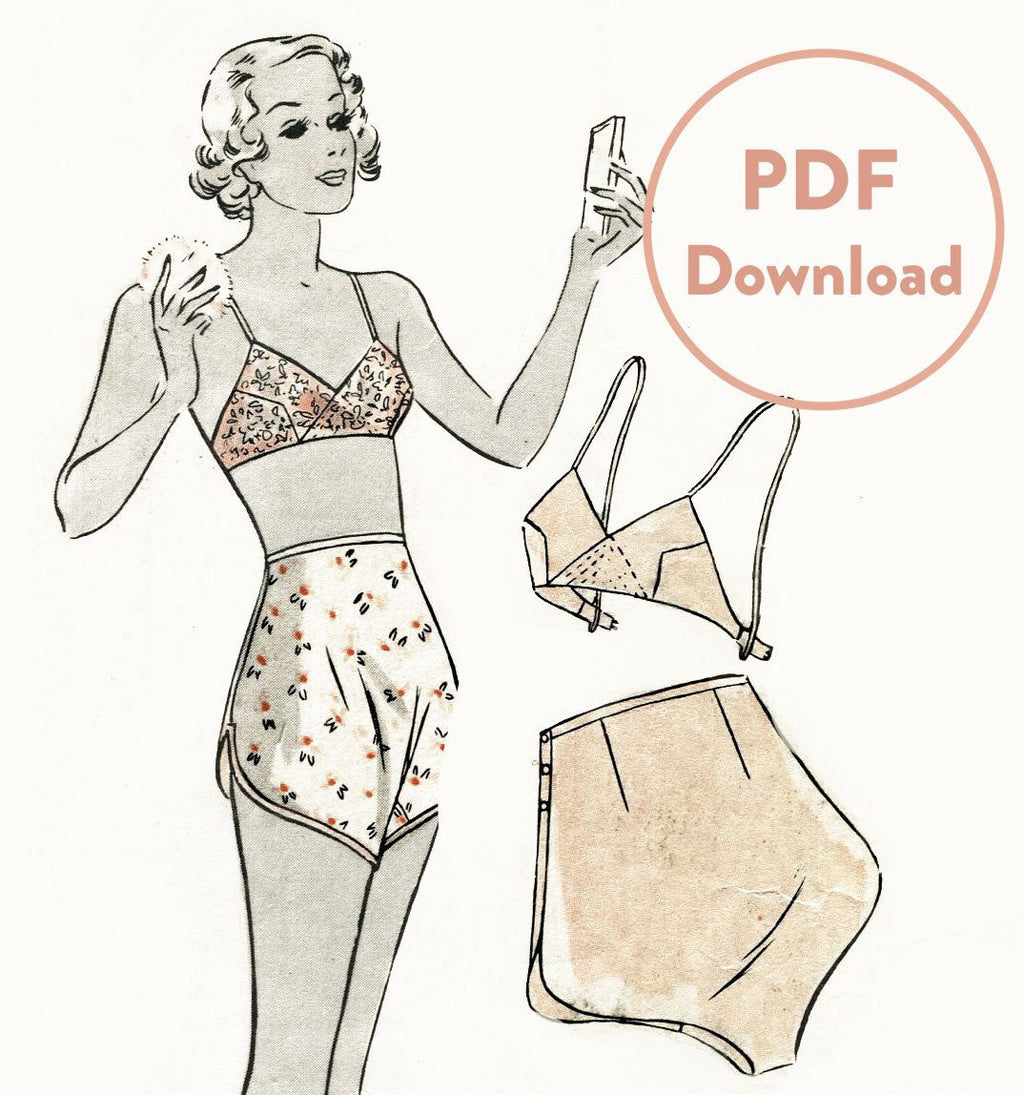 bra and tap shorts vintage lingerie sewing pattern 1420 pdf download – Lady  Marlowe
