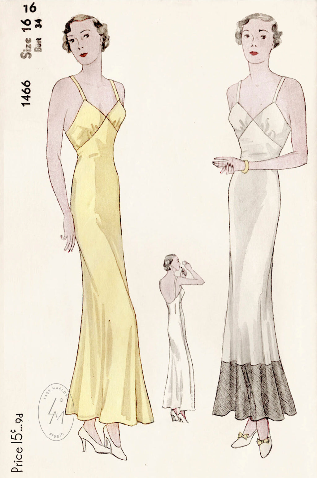Simplicity 1466 1930s slip dress vintage lingerie sewing pattern