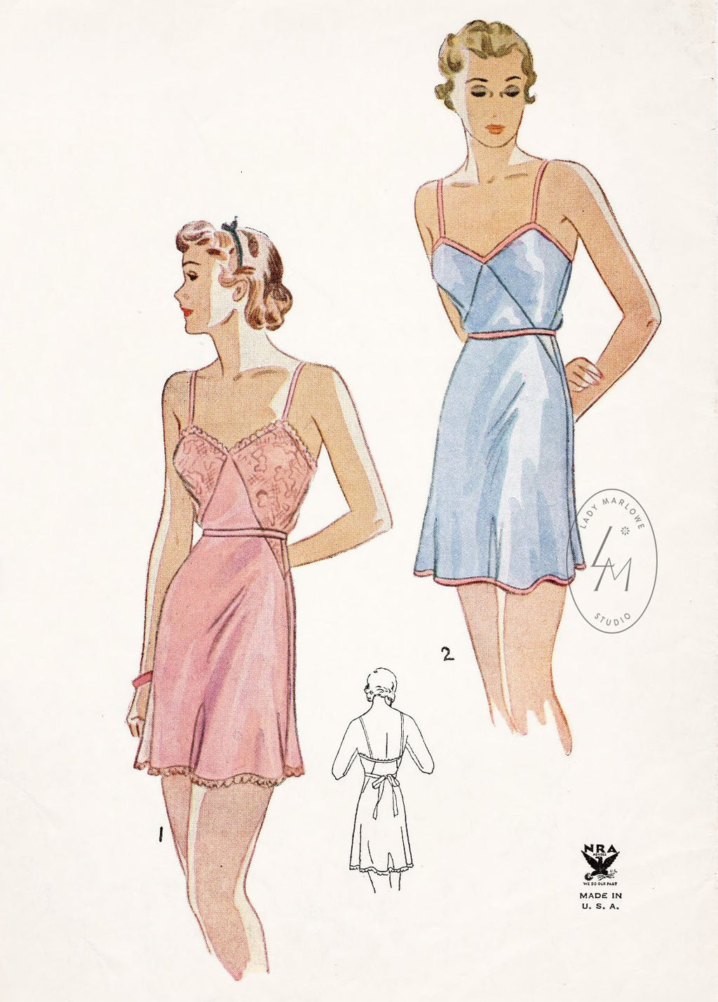 Vintage lingerie sewing pattern / 1930s slip dress & tap shorts / XS S M L  XL/ repro reproduction -  Portugal
