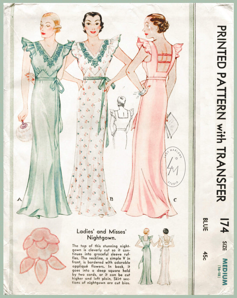 McCall 174 1930s vintage lingerie sewing pattern