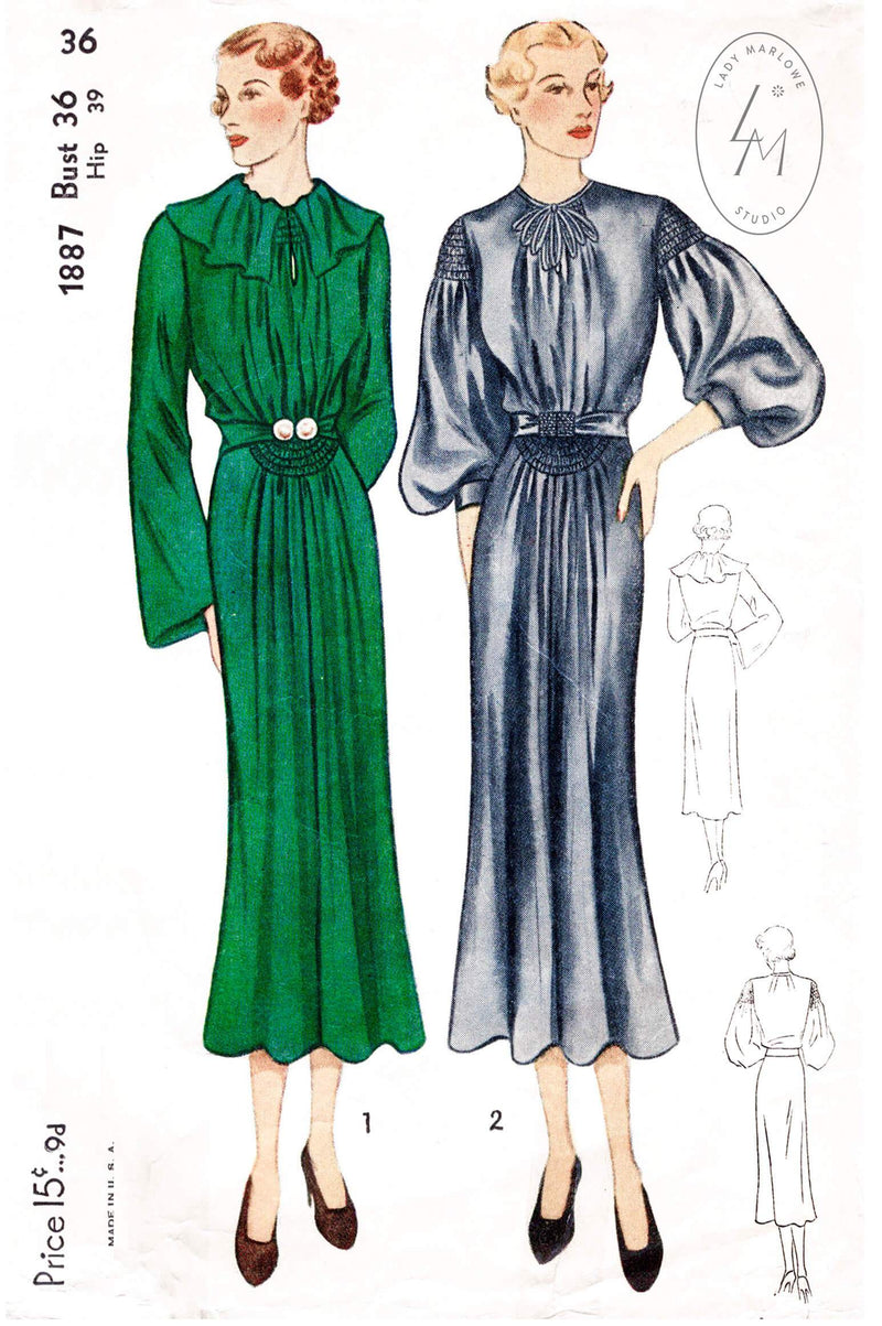 Simplicity 1887 1930s afternoon dress vintage sewing pattern reproduction