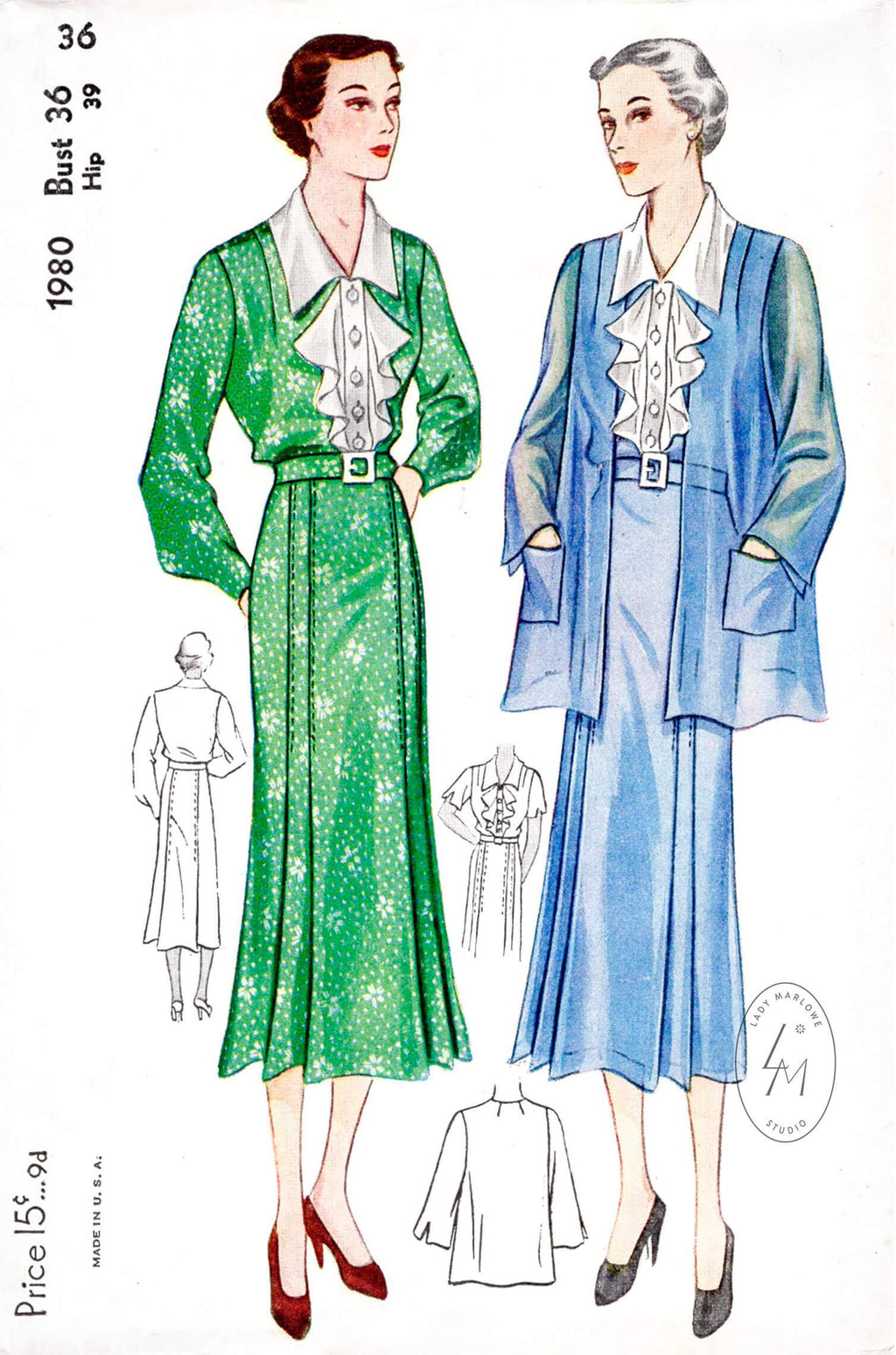 Simplicity 1980 1930s dress and jacket pattern