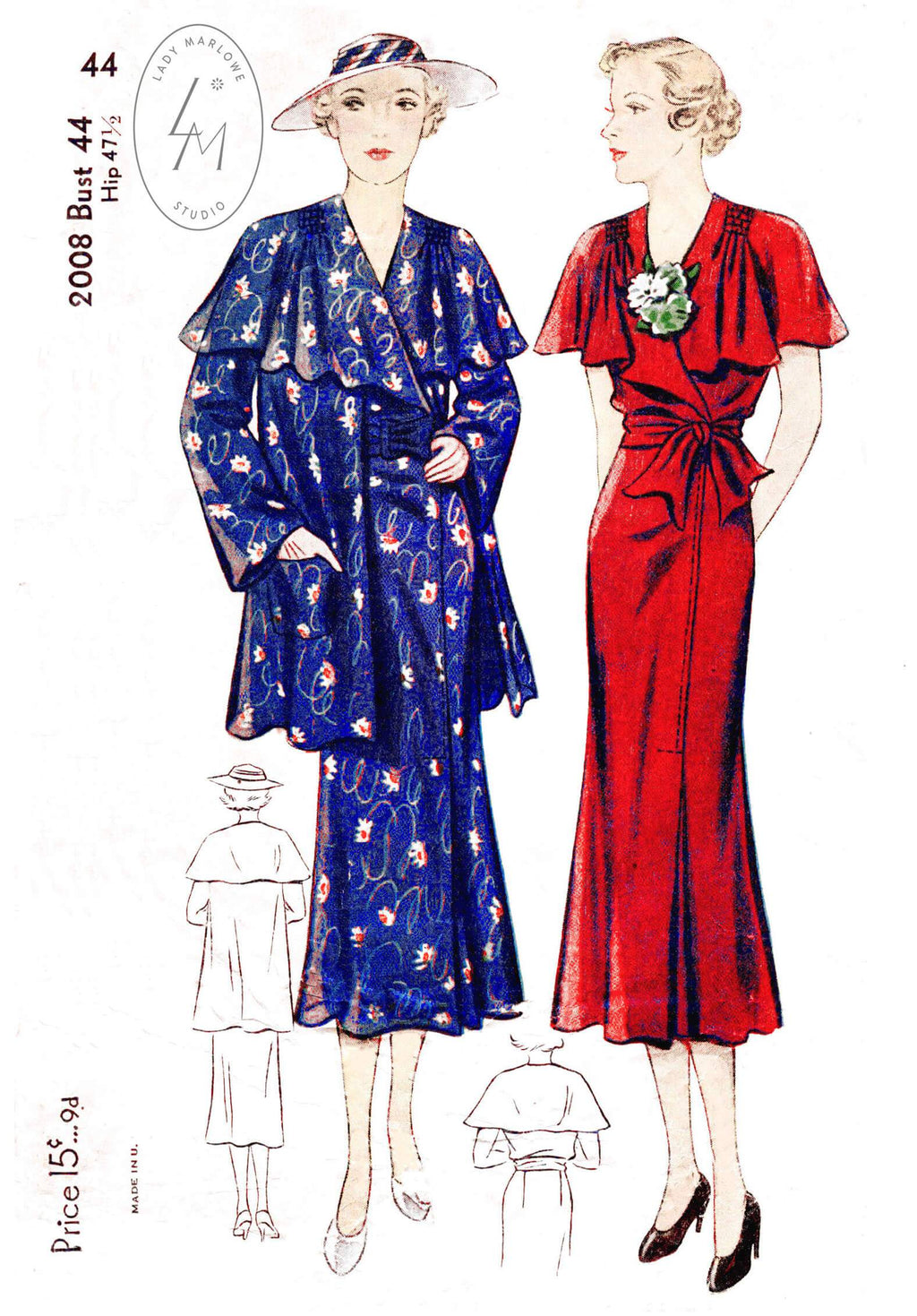 Simplicity 2008 1930s day dress jacket vintage sewing pattern 1930 30s
