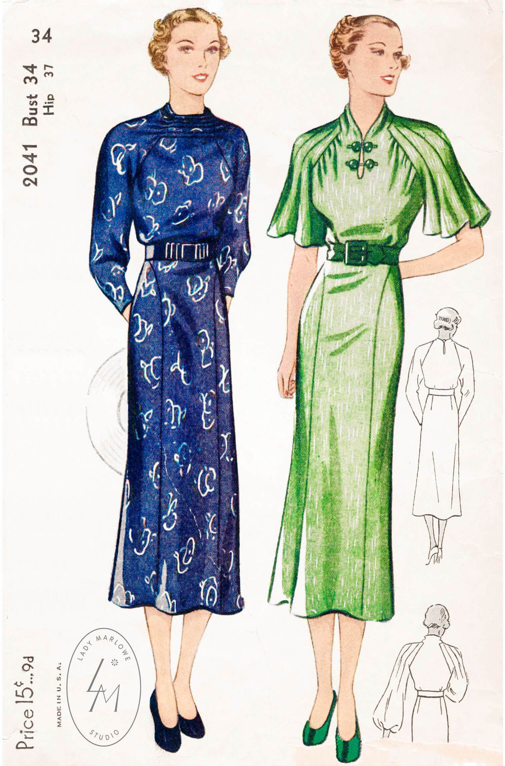 Simplicity 2041 1930s day dress vintage sewing pattern